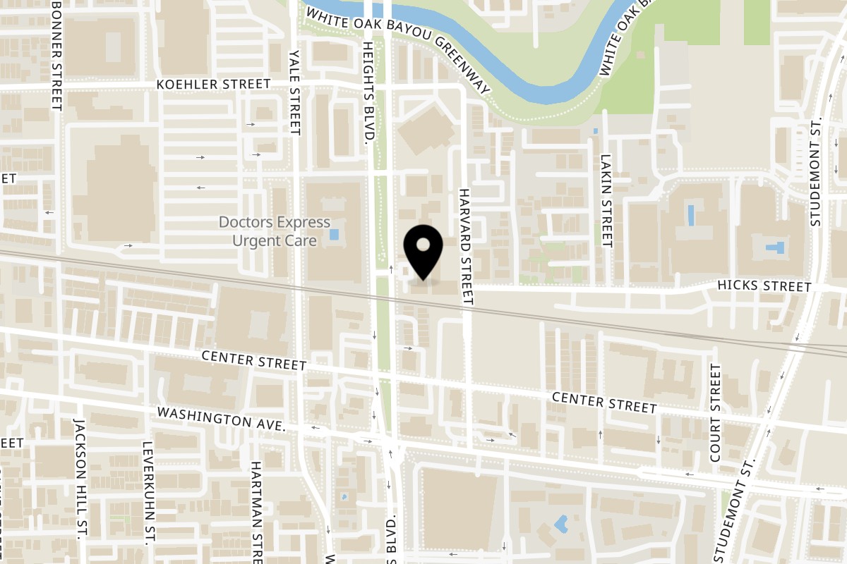 Map showing the location of The Monk's on 126 Heights Blvd Unit 110 in Houston
